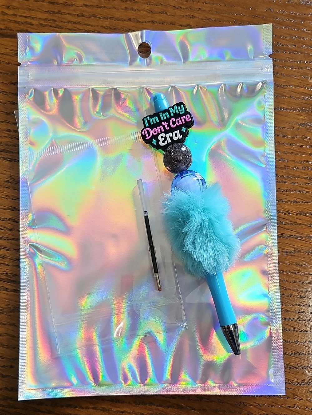 Handmade Custom Beaded Fuzzy Pen I'm In My Dont Care Era